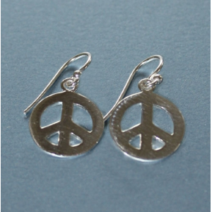 Large Peace Sterling Silver Earrings